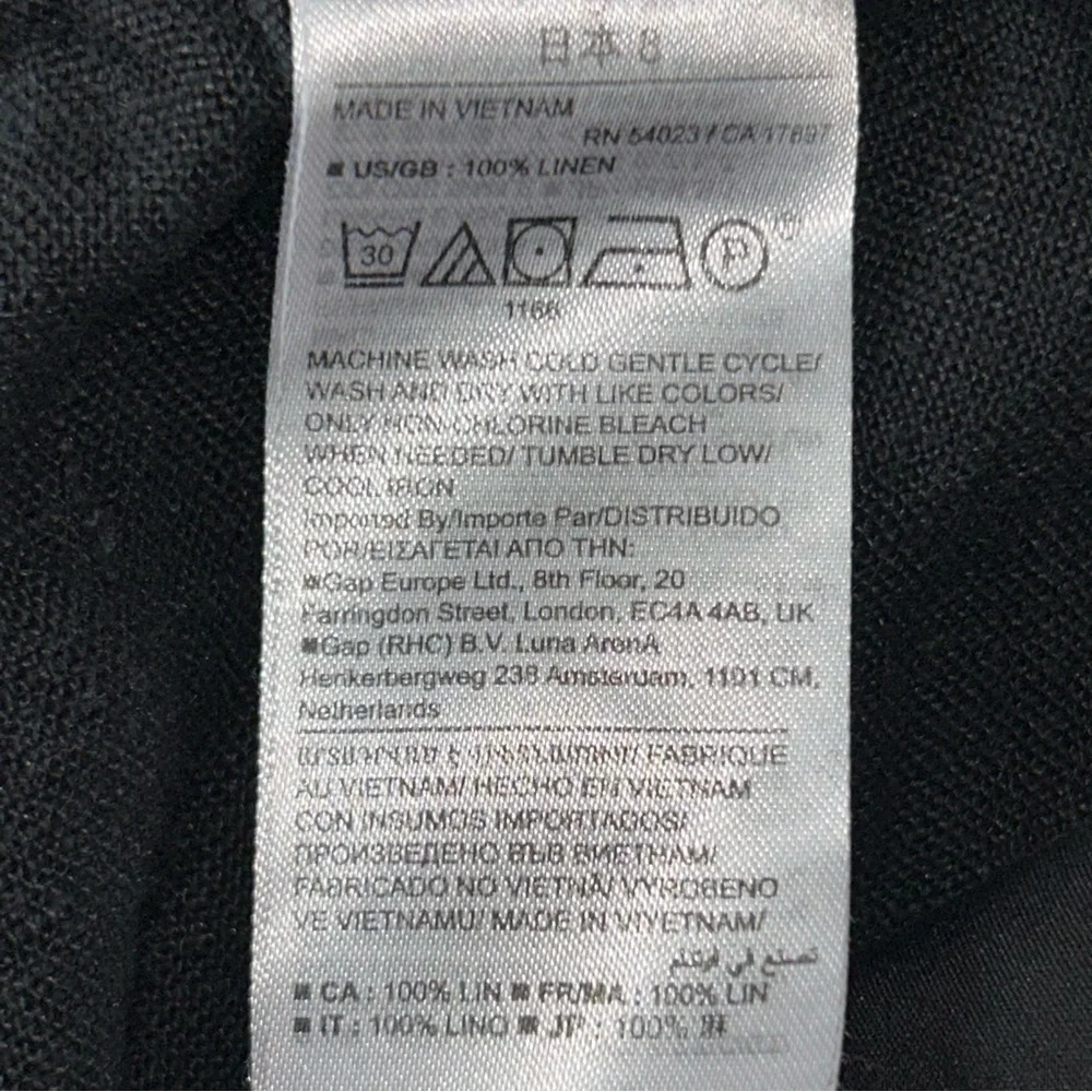 Banana Republic Black 100% Linen‎ Ankle Trouser Pants